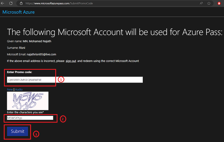 Active Azure Account Using Azure Pass